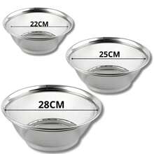 Kit Set Of 3 Stainless Steel Drainer Baskets 22 25 28CM Resistant Washes Food Rice Vegetables Fruits Pasta - 1個25公分籃子 - 查看 7