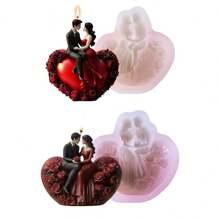 1 Khuôn sáp nến cưới hình trái tim, đế nến xoắn ốc tự làm & khuôn silicon đá thơm - trắng - Xem 8