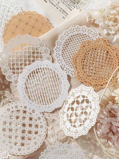 10 piezas/paquete Papel decorativo de encaje hueco para scrapbooking, suministros de manualidades DIY