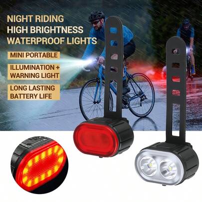 1pc Front Rear Bike Lights Rechargeable Bicycle Cycling USB Flashlight For Bicycle Lighting Front/Rear/Set Bike Lantern Accessories
