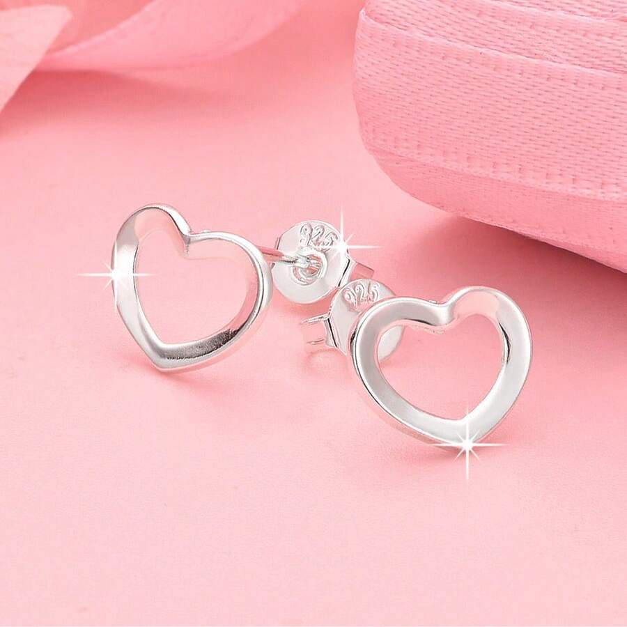 1 para wykwintnych kolczyków w kształcie serca ze srebra próby 925 dla kobiet, modna zawieszka, prezent na wesele, biżuteria, dodatki