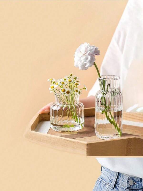 1PC Mini Transparent Glass Vases For Plant Bottle Creative Hydroponic Container Glass Flower Vase Home Room Decor Home Decor