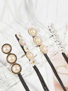 Elegant Faux Pearl Retro Style Hair Accessory, Unscented Relaxed-Textured Hair Compatible,Faux Pearl Flower Decor Magic Hair Bun Maker,Twist Hair Bun Maker, Faux Pearl Decorative Hair Clip, Slouchy Weave Ponytail Holder, High-Grade Hair Curler For Tied Ball Head Design ,Hair Styling Tools ,Hair Styling Kit