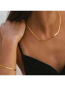 2pcs Spring & Summer Beach Stainless Steel Anklet And Necklace Jewelry Set, Waterproof And Fade Resistant