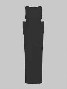 优雅浪漫假日约会舞会礼服、圣诞派对礼服、性感露背珍珠蝴蝶结派对礼服，黑色夏季女装 - 黑色 - 查看 6