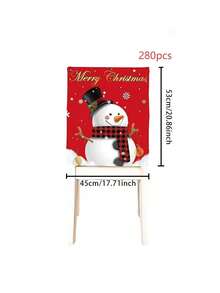 4pcs/6pcs/280pcs Christmas Chair Covers, Red Background Snowman Design Chair Slipcovers, Christmas Party Decorations, Indoor & Outdoor Christmas Chair Covers, Christmas Party Supplies, Suitable For Christmas Family Gatherings, Holiday Party Atmosphere Decoration, Gift Giving, Restaurant Theme Decor Sets, Home Linen Chair Covers, Seasonal Home Decor Dirt-Resistant Chair Covers, Holiday Dining Chair Covers