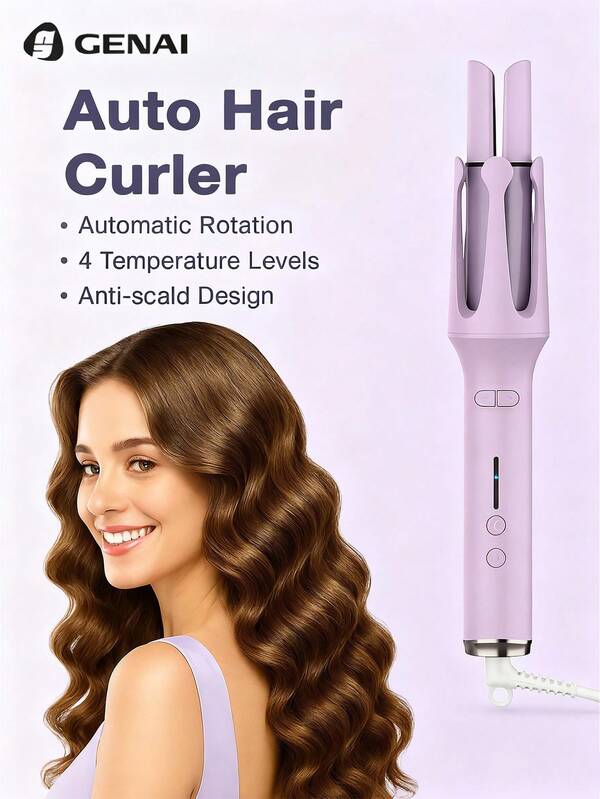 Automatic Hair Curler With 4 Temp Settings, Dual-Layer Anti-Scald Design, Smart Shutdown & Bidirectional Rotation, Easy Styling For Medium To Long Hair, Ideal Holiday Gift For Women