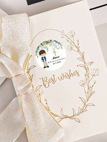 35Pcs Personalized Custom First Communion Stickers - Round (4x4cm) Customized Baptism And Naming Label Stickers. The Elegant Design (Chalice, Floral Patterns, Date/Name Personalization) Enhances The Gift Presentation. - Multicolor 3 - View 4