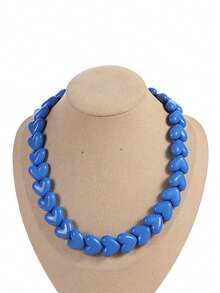 1 pieza Collar de resina con cuentas de corazón geométrico de estilo bohemio, joyería hecha a mano como regalo para mujeres, para uso diario