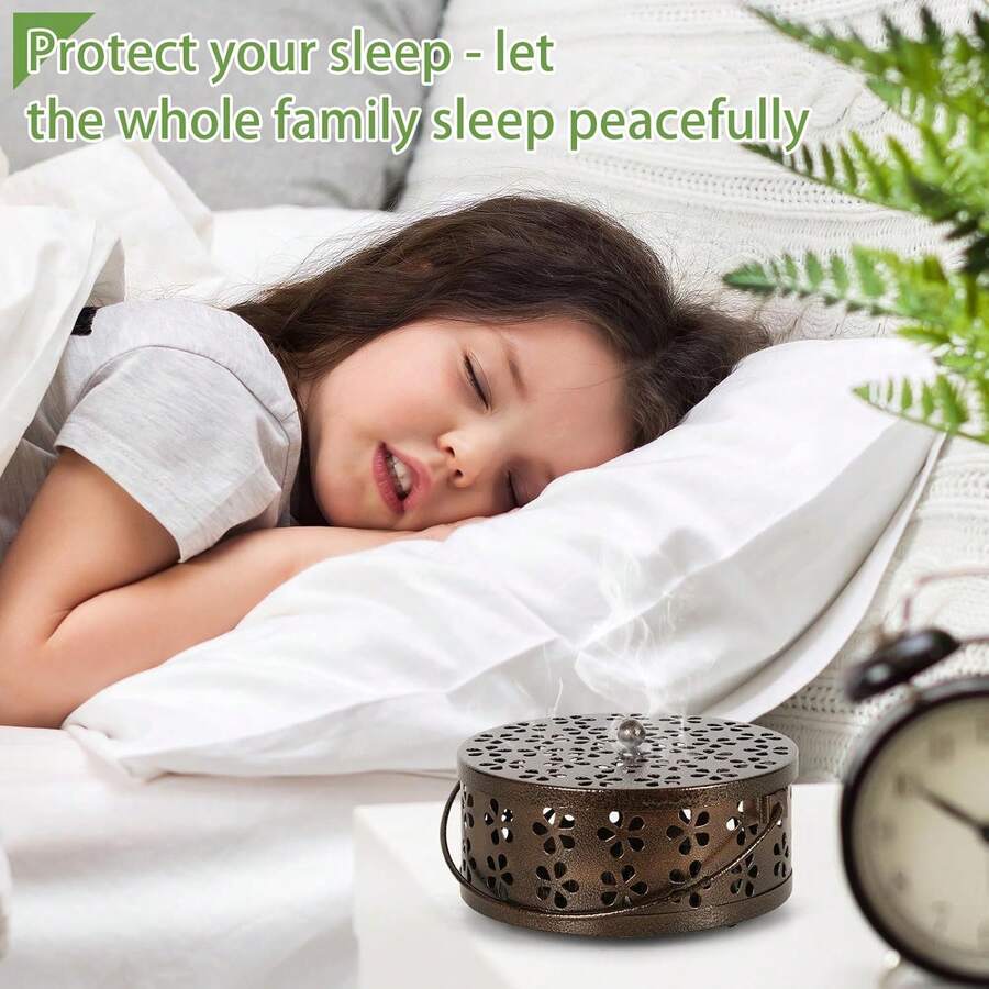 Soporte con tapa para espiral antimosquitos, soporte para usar al aire libre en campamentos, quemador de espiral antimosquitos para el hogar