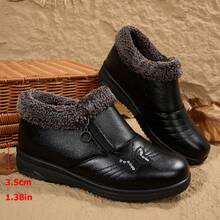 2024 Winter New Side Zipper Butterfly Middle-Aged Non-Slip Warm & Comfortable Soft-Sole Mother Shoes,Fur Boots - Black - View 8
