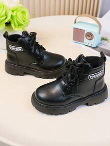 1 Pair Fashionable & Versatile Baby Boots For Autumn/Winter, Lace-Up Design For Flexible Adjustment, Snug Fit To Child's Foot Shape, Heel Pull Tab For Easy On/Off, Promotes Self-Care Ability