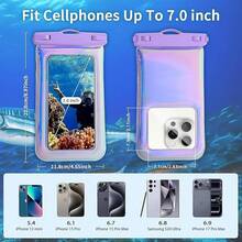 Funda Impermeable Flotante para Teléfono para 17 16 Pro/15/14/13/12, Bolsa Seca para Celular IP68 para Viajes, Bolsas Esenciales para Playa y Crucero con Correa Cruzada, Púrpura Iridiscente -″ - A1-Púrpura iridiscente - Ver 3