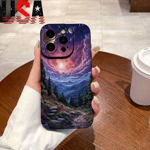 For IPhone 11/12/13/14/15/16 Pro Max Plus TPU Shockproof Lightweight Protection Night Sky Blue - Black - View 1