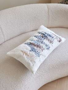 1pc Autumn/Winter Pine Tree Faux Fur Embroidered Throw Pillow Cover, Home Decor Suitable For Living Room, Sofa, Bedroom, Party, Car And Various Environments - Multicolor - View 11