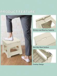 1 szt. składany stołek, lekki i wytrzymały plastik, regulowany składany stołek, odpowiedni do domu, kuchni, łazienki, sypialni, przenośny, turystyczny fotel wędkarski, antypoślizgowy, wielofunkcyjny, mały stołek, łatwy do przechowywania
