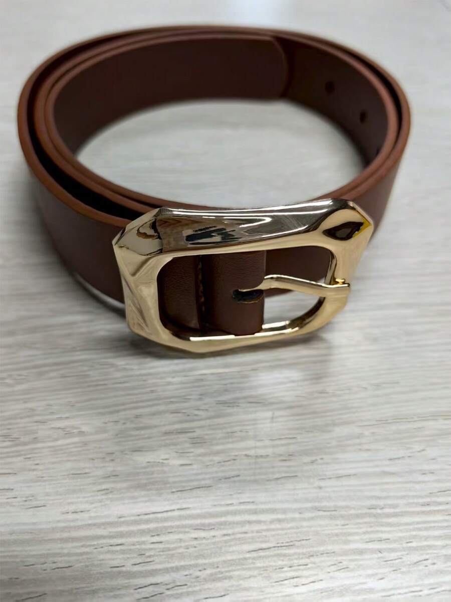 1 Stück Damen Gürtel mit goldenem quadratischen Schnallenverschluss, modisch und elegant, Lässig Ledergürtel für Kleider, T-Shirts und Hosen, vielseitiges Damen-Accessoire für den täglichen Gebrauch, stilvoller und strapazierfähiger Damengürtel für alle Anlässe