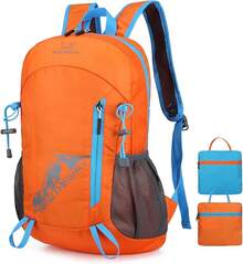 Mochila Ligera y Compacta para Viaje, Mochila plegable,Mochila Impermeable, Ligera para Senderismo Montañismo Escalada, Viaje, Ciclismo,Campismo Deportes al Aire Libre(plegable) - Naranja - Ver 7