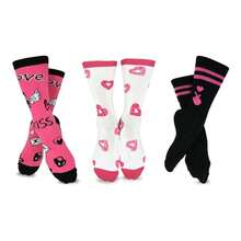 Valentine's Day Crew Socks For Women 3-Pair Pack - Love Heart Pattern - Comfortable Cotton- Women's 9-11 & Men's 10-13 - 如圖688 - 查看 1