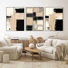 3 sztuki nieoprawionego wydruku na płótnie, nowoczesna sztuka ścienna na płótnie – jasnobrązowy abstrakcyjny obraz, minimalistyczny tryptyk, plakat, dekoracja ścienna do domu, idealny do salonu, sypialni, biura, kuchni, jadalni, baru, kreatywny prezent, drukowany artystyczny obraz ścienny