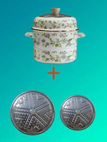 1 buc. Abur emailat cu abur, vase de gătit multifuncționale de mare capacitate pentru uz casnic, abur mic, gros, vopsit, cu strat dublu, abur cu un singur strat, picnic în aer liber, vase de gătit portabile pentru camping, poate fi folosit pe șemineu, aragaz, aragaz pe gaz, abur esențial pentru bucătărie, poate fi folosit ca și cadou pentru prieteni și rude