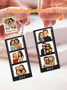 1pc Customized Photo Bar Keychain, Personalized Photo Pendant, Unique Souvenir, Customized Photo Keychain, Gift For Friends, Family, Birthday Gifts, Valentine'S Day Gifts, Personalized Customized Gifts, Couple Gifts, Suitable For Home, Office, Car Keys, Etc., Valentine'S Day Men'S Gift, Boyfriend Gift, Personalized Accessory, Backpack Pendant,Customized Keychains & Accessories,Easy Comfort - 彩色 - 查看 13