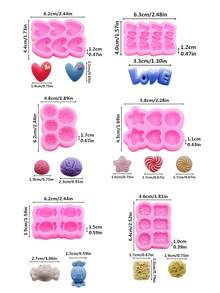 1 peça de molde de silicone líquido rosa, coração, redemoinho, pentagrama, coração, molde em forma de amor para fazer sorvete realista, doces, macarrão instantâneo, acessórios de joias de resina, adequado para chapéus, grampos de cabelo, elásticos de cabelo, sapatos, acessórios decorativos - Rosa - Ver 3