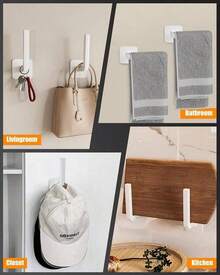 Hat Rack Hat Storage (4-Pack), Multi-Purpose Hat Organizer, Strong Adhesive Hat Hooks Wall Organizer Baseball Caps, Two Mounting Options Hook, White - White - View 5