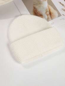 1pc Women's Solid Color Knit Hat, Fashionable Loose Knitted Cap, Soft & Warm Rabbit Hair Large Circumference Beanie, Suitable For Outdoor Travel In Autumn/Winter - Knitted Hat - View 32