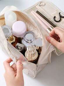 Bolsa de almacenamiento plegable de gran capacidad, multiusos y portátil para viajes. Bolsa de aseo, artículos de tocador y accesorios de ducha. Bolsa colgante impermeable para maquillaje y organizador de cosméticos. Artículos esenciales para viajes, playa, cruceros, regalos de dama de honor y útiles escolares. - Multicolor - Ver 3