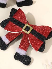 2 Stück Mädchen Weihnachten funkelnde Glitzer rot & schwarz Haarschleifen Clips, Weihnachtsparty Haarspangen feiern, süße Festivalschleifen für Mädchen, Weihnachts Haaraccessoires, Fröhliche Weihnachten