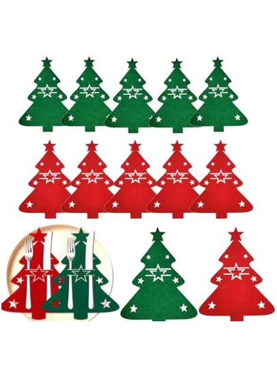 6 Stück Weihnachts Messer-Gabel-Abdeckungen, Besteck Tisch Deko Fröhliche Weihnachten Besteckhalter Tasche für Zuhause 2026 Neujahr Weihnachten, für Weihnachtsferien Themen Party Tischdekorationen, Weihnachtsdekoration