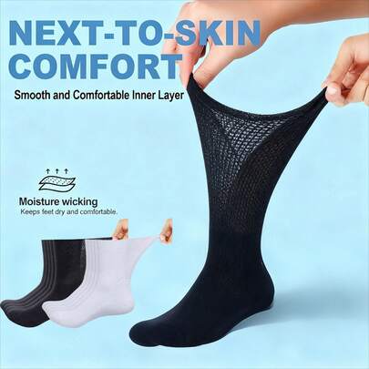 12/6/2Pairs Pairs Diabetes Socks,Cushioned Ankle Socks, Breathable Non-Binding Socks For Men & Women,Soft Ankle Socks, Fat Socks, Thin Breathable Comfortable Socks, - Moisture Wicking, Non-Binding Loose Fit, Breathable Mesh Upper - Machine Washable, Assorted Colors, Unisex Design For Swollen Feet, Cast, And Wide Calf - Perfect For Post-Injury Or Post-Surgery Recover
