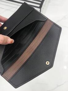 RFID防盗新款女士钱包荔枝纹软皮信封长款钱包超薄便携极简手拿包女士钱包 - 黑色 - 查看 5