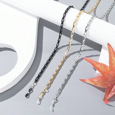 3 件纯色时尚金属眼镜链，多功能眼镜配件