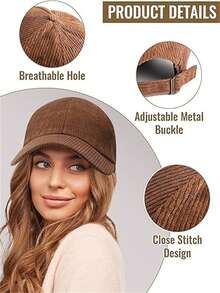 1pc Unisex Multi-Color Striped Corduroy Baseball Cap, Suitable For Daily, Outdoor, Street, Sports Use