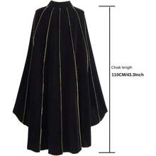 Women's Medieval Cloak Renaissance Velvet Cape With StandUp Collar Queen Princess Costume Halloween Christmasgift - 黑色 - 查看 2