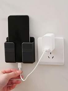 1pc Punch-Free Mobile Phone Holder Wall Mount, Creative Multi-Function Remote Control Storage Box, Wall-Mounted Mobile Phone Charging Stand, Bedside Charging Storage Stand,Household Products