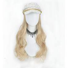 Hat Wig Women's Long Curly Hair White Small Fragrance Style Big Wave Baseball Cap All-In-One Fashionable Simulation Hair Wig Hat - Multicolor - View 7