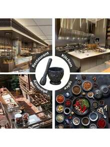 1 set kvarnskål, vitlökspressskål för kök, mathackare, multifunktionell kvarn i PP-material, vitlökspress, krydd- och örtverktyg och restaurangkökskvarn för spannmål och kosttillskott - Multifärgad - Visa 5