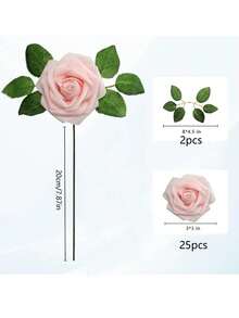 25 pièces/1 paquet Roses artificielles roses réalistes de haute qualité avec tiges, emballage en sac OPP (sans boîte-cadeau incluse) - Parfait pour les cadeaux de la Saint-Valentin, les décorations de la Saint-Valentin, les bouquets de mariage DIY, les centres de table pour la fête des mères, la décoration de la maison, la décoration de la chambre