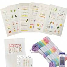一套刺绣缝纫入门指南书，成人创意缝纫书，DIY缝纫图案书，刺绣缝纫套装，综合缝纫手册，耐用布面封面，刺绣缝纫书 - 彩色 - 查看 12