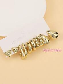 2pcs-32pcs Fashion Starfish, Shell,Pentagram Golden Earrings Set, Suitable For Travel And Holiday Wear