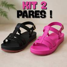 Kit 2 Pares Sandália Papete Feminina Leve Macia Confortável Design Anatômico - JJB