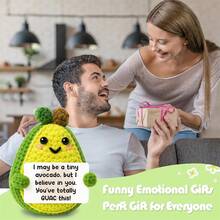 1pc Handmade Crochet Avocado Shaped Desktop Decor, Funny Gift For Best Friend, Birthday, Girlfriend, Sister, Mom, Grandma, Coworker, Family, Positive Vibes, Party, Halloween, Christmas, Appreciation, Plush Doll Decoration