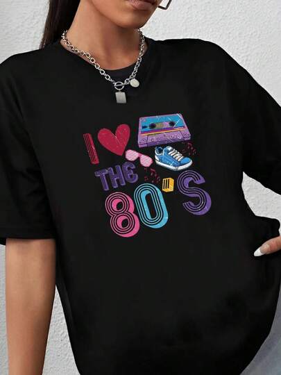 180g pure Cotton I Love the 80&amp;#39;s Shirt, 80s Baby, Born in the 80s, 80s Shirt, Retro Shirt, 80&amp;#39;s Shirt, 80&amp;#39;s T Shirt, 80s Party Shirt, 80s Costume, 80&amp;#39;s Party Stretched Stylish T-Shirt For Women Casual Casual graphic Slightly