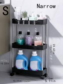1pc 3/4 Tier Narrow Bathroom Rolling Storage Cart - Stainless Steel Frame Mobile Organizer Rack, Easy Gliding Wheels, Multipurpose Gap Storage Shelf, Suitable For Bathroom Organization, Mobile Storage Cart | Modern Storage Solution | Metal Support Bars, Bathroom Organizer And Storage - Multicolor - View 4