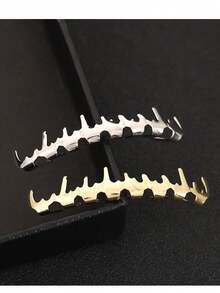 1Pc/ Set Zirconia Cross & Smooth Single Tooth Water Drop Jewelry, Unisex Hip Hop Accessories, Valentine's Day Gift, Party/Nightclub Decor, Adjustable Size, Funny Stage Props European And American Hip-Hop Set, Personalized Gold Teeth, Halloween Cool Dentures, Punk Gold-Plated ,(Random Delivery) - Multicolor - View 3