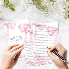 Find The Guest Game Cards For  Shower Games Activity 30 Pink Bow  Shower Game Cards Gender Reveal Party Games Supplies And Activities P11 - 粉紅蝴蝶結尋找客人 - 查看 3