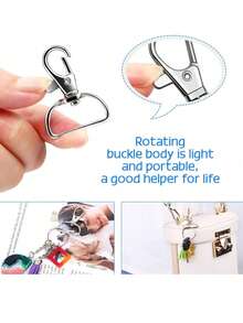 1-20 pièces Mousquetons pivotants avec anneau en D pour porte-clés, tour de cou et fabrication de sacs, accessoires de DIY en alliage de zinc avec rotation à 360°